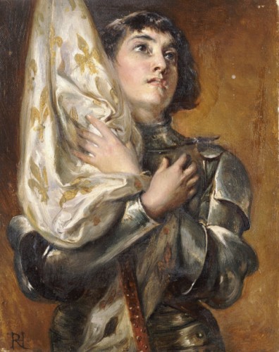 Joan of Arc Holding Banner - Robert Hillingford (ca.1890 AD) Private Collection