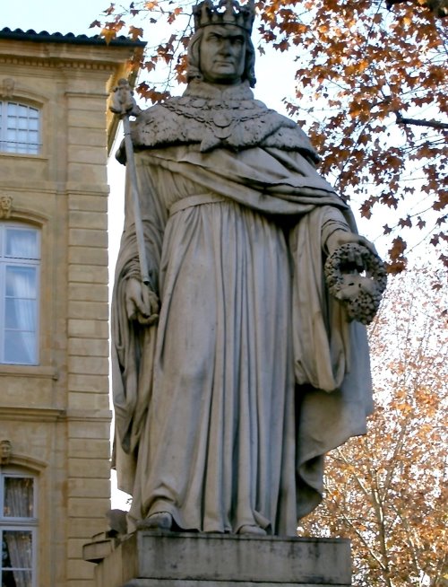 King Rene d'Anjou of Jerusalem (1409-1480 AD) statue in Aix-en-Provence (19th century)