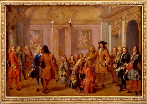 Ennoblement of Knights of the Order of Saint Louis (in 1693 AD), painting by François Marrot (1710 AD), in Versailles Palace