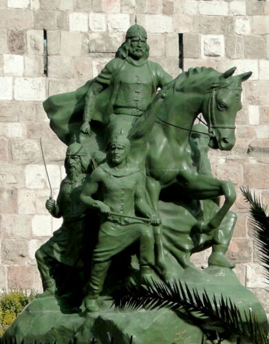 Statue of Saladin at the Citadel in Damascus Syria