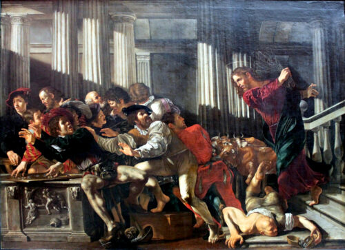 'Christ Expulses the Money Changers' (1610 AD) by Cecco del Caravaggio