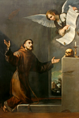 Saint Francis Receives the Seven Privileges from the Angel (1640 AD) by Jusepe de Ribera, in Musei di Strada Nuova