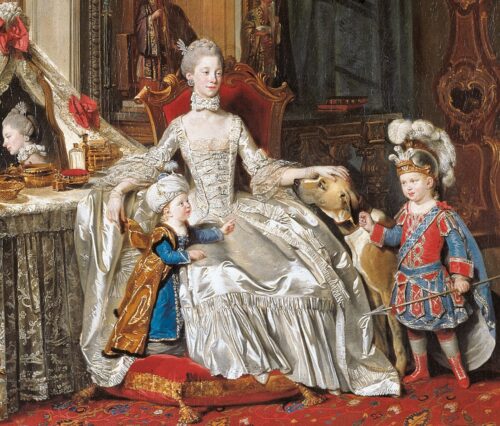 'Queen Charlotte with Two Eldest Sons' by Johan Zoffany 1765 AD (Detail)