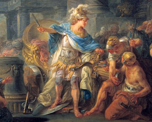 'Alexander Cuts the Gordion Knot' by Jean-Simon Berthelemy (1767 AD) in Louvre Museum (Detail)