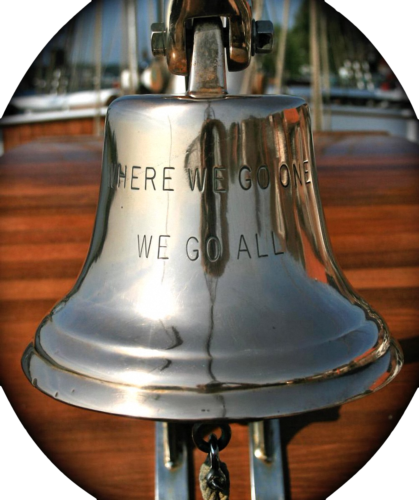 Depiction of inscription on the bell of JFK’s Honey Fitz yacht, reportedly added to the bell ca. June 1963, symbolically portrayed in the movie “White Squall” in 1996