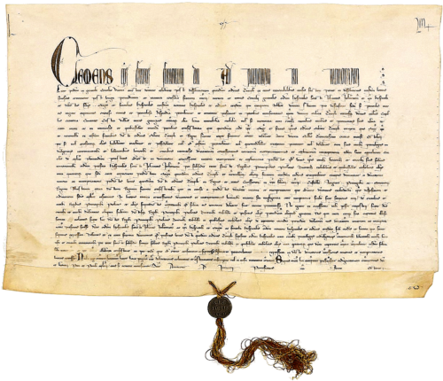 Pope Clement V Papal Bull 'Ad Providam'of 1313 AD AD confirming 'Vox in Excelso' of 1312 in Archives Nationales de France J-417-34