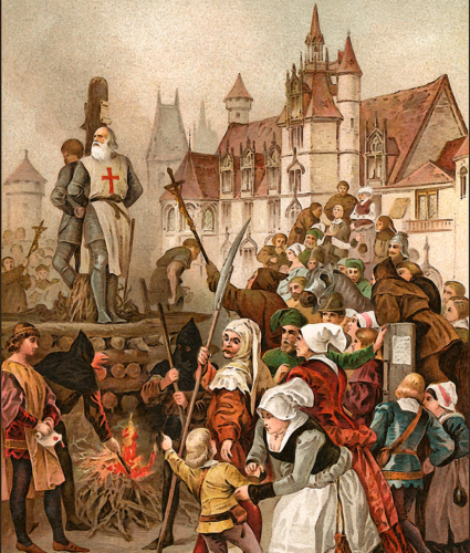 Jacques de Molay and Guillome Burned at the Stake - Vintage Images (Detail)