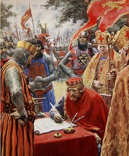 'King John Signing the Magna Carta Reluctantly' by Arthur C. Michael (Detail)