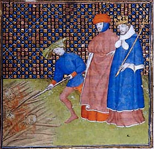 King Philip II Burning the Cathars, in Manuscript (ca. 1411 AD) in Pierpont Morgan Library (M-536)