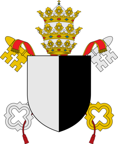 Papal Coat of Arms of Pope Benedict XI, adopted in 1304 AD, with colours of the Templar flag