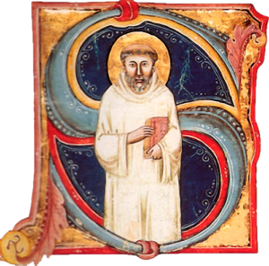 Saint Bernard in illuminated manuscript 13th century