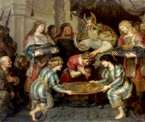 'The Anointing of Solomon' (by Zadok in I Kings 1:39) by Cornelis de Vos (ca. 1630 AD)