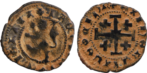 “Moneta” Copper Coins of Cyprus , later example minted ca. 1460 AD, artifacts in Paul Edis Collection