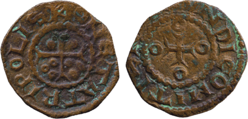 “Moneta” Copper Coins of the Principality of Tripoli, minted ca. 1137 AD, artifacts in Paul Edis Collection